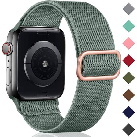 Loop-rem kompatibel med Apple Watch-rem, justerbar strækbar nylonflettet sportsudskiftningsrem til iWatch SE Serie 9/8/7/6/5/4/3/2/1