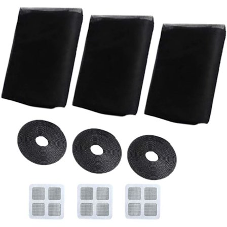 Myggnett for vinduer, myggnetting, 3 deler 130 cm