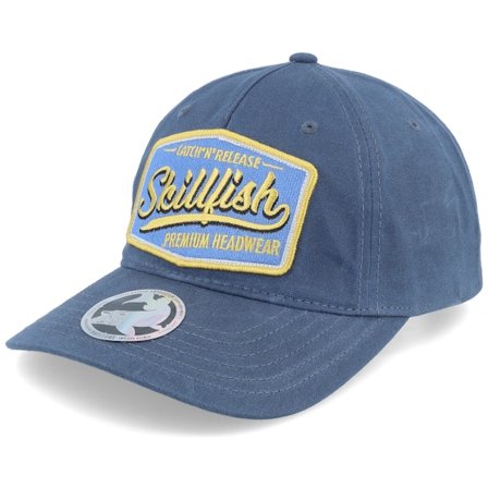 Skillfish - Modrá unconstructed Kšiltovka - Premium Fishing 436 Waxed Cotton Light Navy Dad Cap @ Hatstore