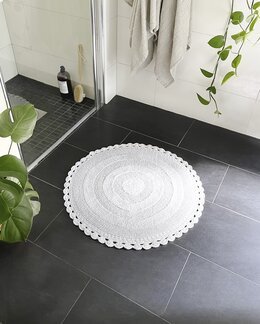 Baderomsmatte ensfarget rund Rimini Hvit