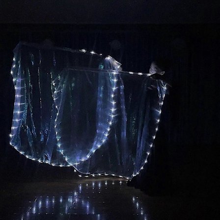 Hvite LED-flaggvinger Sirkus Lysende magedans Scene Kostymer LED-lys Party Show Danseklær Performance Rekvisitter Rave Tilbehør