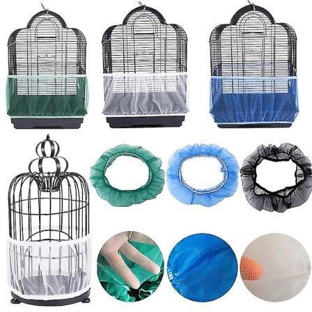 Receptor Seed Guard Nylon Mesh Fågel Papegoja Överdrag Mjuk Lätt Rengöring Nylon Luftig Tyg Mesh Fågelbur Överdrag Seed Catcher Guard