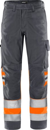 Fristads Herr Varselbyxa Green 2649 GPLU, klass 1, Varsel Orange/Grå