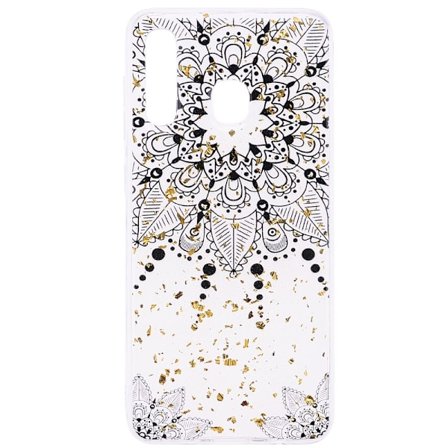Glitter Mobilskal till Samsung Galaxy A50 - Black Flower