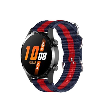 22 mm Huawei Watch GT Runner / GT 3 46 mm klockarmband i nylon - Blå / Röd / Blå