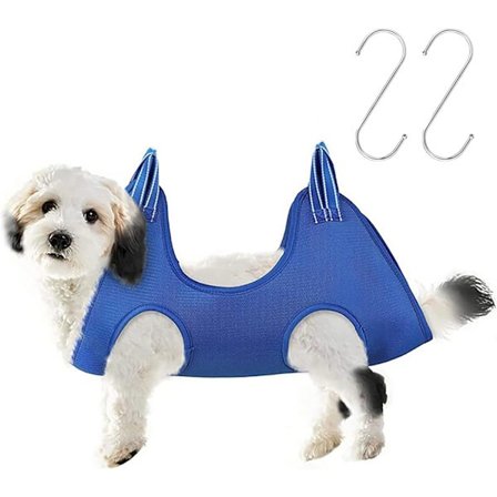 Koiran trimmausriippumatto, koiran trimmauspidätyspussi, lemmikkieläinten trimmausapu 2 koukulla koirien ja kissojen kylpemiseen, trimmaamiseen, 