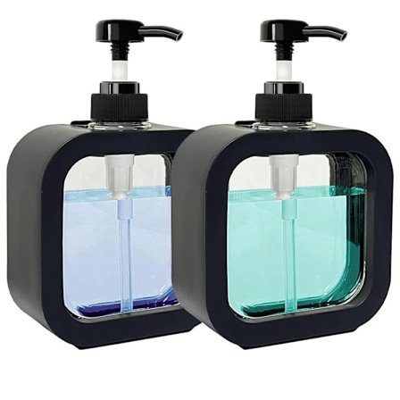 Sæbedispenser - 2-delt shower gel dispenser - 500 ml pumpe dispenser - lille plastik sæbedispenser - (sort)