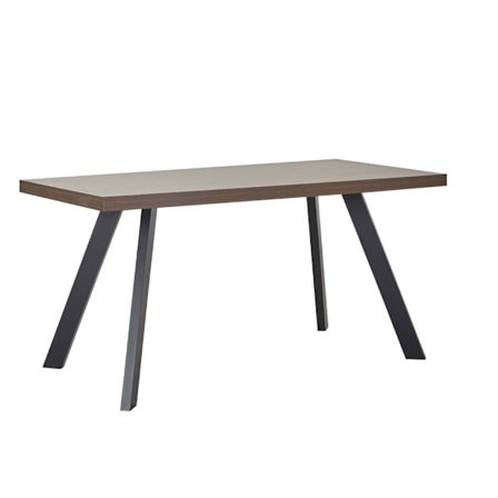 Pähkinäpuusta valmistettu ruokapöytä, 160x80x76 cm, metallijalusta