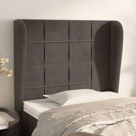 Vidaxl Huvudgavel Med Kanter Mörkgrå 93x23x118/128 Cm Sammet Grå