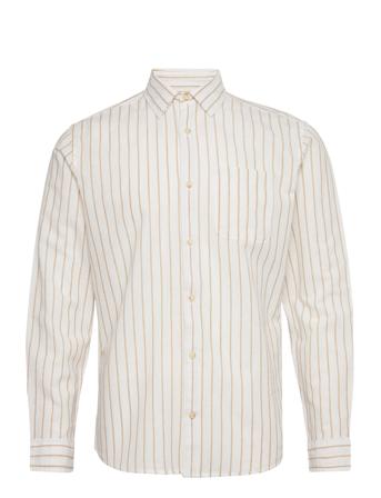 Jprblusummer Linen Stripe Shirt L/S Skjorte Uformell Creme Jack & J S*Betinget Tilbud
