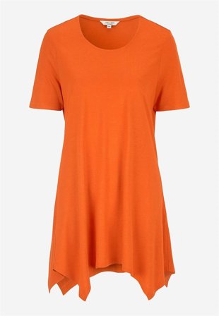 Cellbes of Sweden - Asymmetrisk jerseytunika i rustoransje for damer i størrelse 38/40