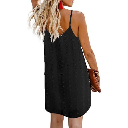 Kvinders Casual Sommerkjoler Mode 3/4 Rul Faneærmer V-hals T-shirt Kjoler Løs Chiffon Knap Strandkjole