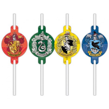 Harry Potter Hogwarts Houses Sugrör 4-pack - Harry Potter Kalas Dekoration - Kalaslagret.se
