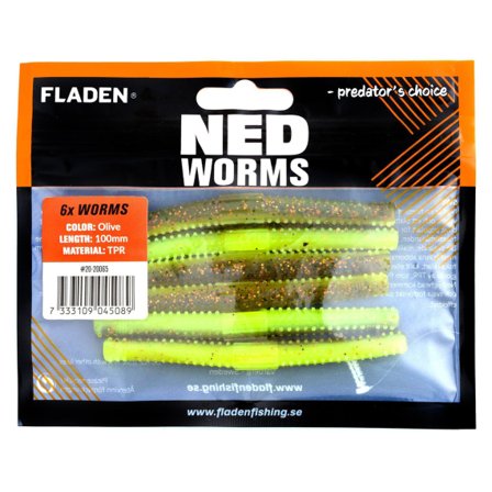 Fladen NED worm 6p 10cm Olive