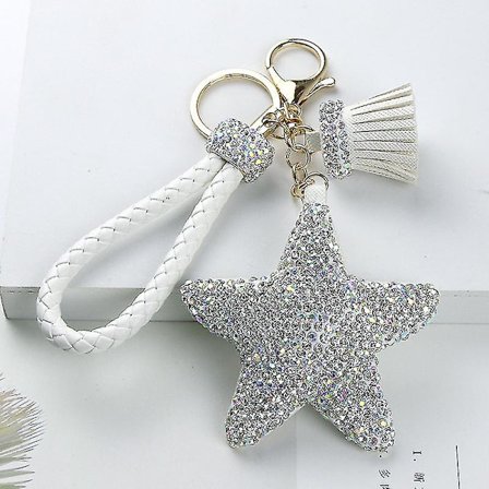 Kristallien tupsu tähti naisten avaimenperät tupsu tähti kristallihelmi kuori avaimenperä avaimenperä autolaukku