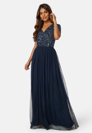 AngelEye Short Sleeve Sequin Dress Navy Vaatteet