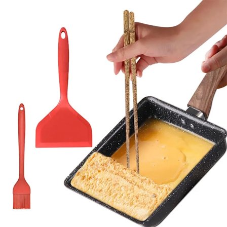 Omelett panne nonstick egg panne panna rektangel panne liten egg steke panne med kokeverktøy