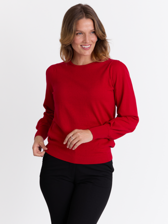 MATCH - Olea genser - Marie Philippe - Str. XS - Dame - Gensere & Cardigans - Rød - 55% ull - merino, 45% bomull