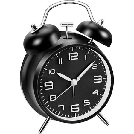 Vekkerklokke, dobbel klokke med stereoskopisk urskive, enkel innstilling og nattlysfunksjon, batteridrevet høylytt vekkerklokke