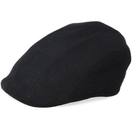 MJM Hats - Black - earflap - Cap - Maddy El Wool Mix Black Flat Cap - Hatstore