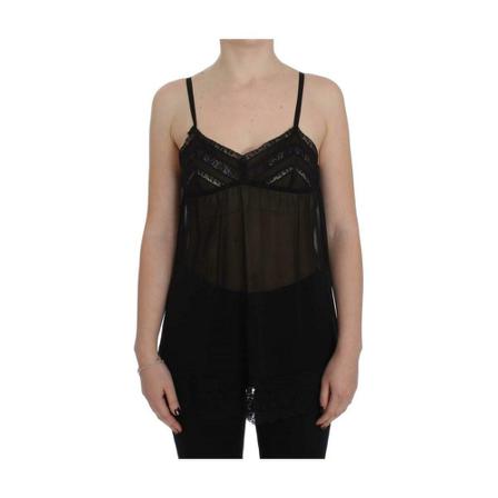 Dolce & Gabbana Silk Floral Lace Lingerie Top Sort, Dame
