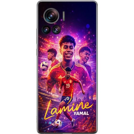 Kompatibelt Mobildeksel til Motorola Motorola Edge 30 Ultra Lamine Yamal fotballplakat i spansk landslagstøy med dynamisk handling, fargerik sportsil