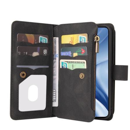 Skalo Xiaomi Mi 11 Lite Big Wallet 17-fack Plånboksfodral - Svar Svart