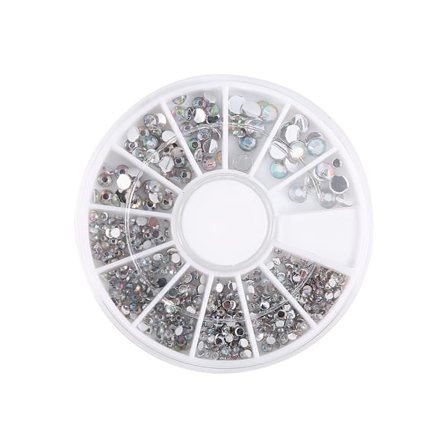 Rundformet neglekunst metal og rhinsten glitter spids dekoration manicure hjul