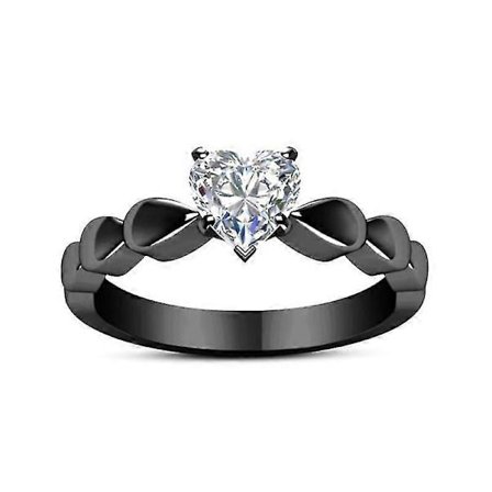 Pistol Sort Hjerte Zircon Ring - Pistol Sort Hjerte Zircon Par Ring