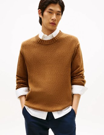 Tommy Hilfiger Soft Textured Crew Neck - Brown - L