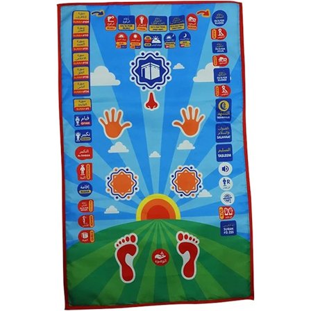 Elektroninen muslimien rukousmatto, jossa vaiheittainen rukousopas lapsille, naisille ja miehille - Islamilainen Eid Mubarak -sähkörukousmatto 100 * 