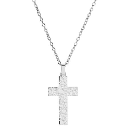 Colar com Cruz com Padrão em Pedra para homens - Colares em aço