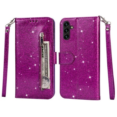 SKALO Samsung S25+ Glitter Lynlås Flip Cover - Lilla