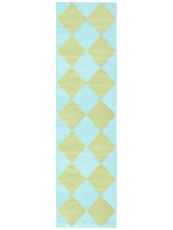 Puzzle Indoor/Outdoor Rug Washable 80X300 Small Green/Turquoise Geometric Runner
