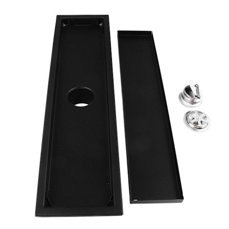 Usynlig lang stripe sluk deodoriserende baderom rektangulær sluk 04 rustfritt stål [40CM svart] lang sluk