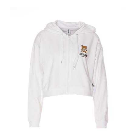 Moschino Short Hoodie Hvid, Dame