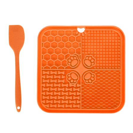 Lickmat til kæledyr, forhindrer kvælning, silikone, langsom fodringspude til hunde med sugekopper til hvalpe og katte, orange