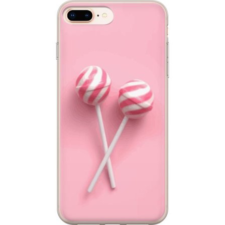 Apple iPhone 7 Plus Gennemsigtig cover Rosa og hvide kogler på rosa baggrund - Sødt slik motiv i pastel