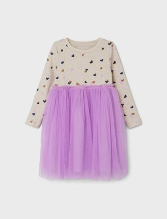 name it Nmflucky Ls Tulle Dress - Purple - 86