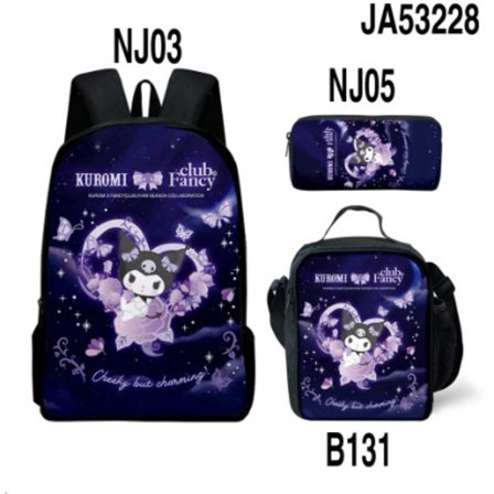Ny tegneserie Kuromi skole taske tre-delt sæt til elever i grundskolen og gymnasiet