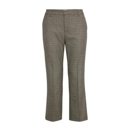 Pulz Jeans Bindy hw Bukser above ankle flared leg tobacco check Brun, Dame