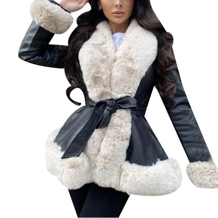 Skinnjacka i fuskpälskrage för kvinnor