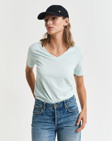 GANT Damen Sunfaded V-Neck T-Shirt (S) Grün