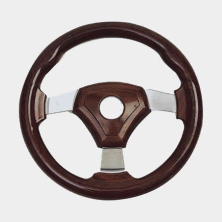 Volant de bateau à moteur Mavimare & Mancini VM35C, acajou avec acier inoxydable, Ø350 mm, avec moyeu, convient à un axe de volant de 3/4′′ (19 mm), 