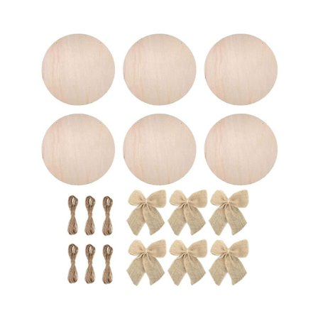 6 stk. treskivor for håndverk Ubehandlet treskive Blank Rundt dørhengerskilt Runde treskiver