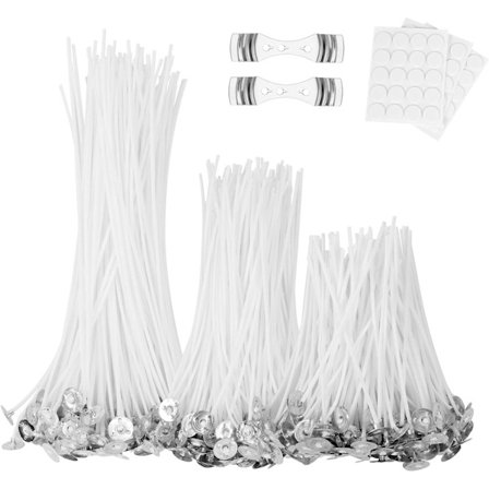 Ljusvekar, 300 stycken ljusvekar med 60 stycken veke-klistermärken, ljus DIY (10/15/20 cm)