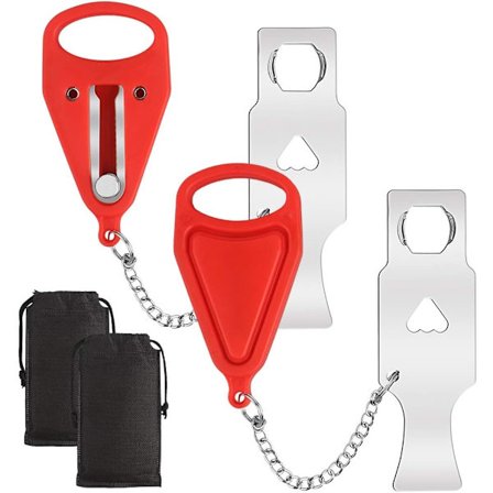 Kaksi kappaletta kannettavaa oven lukkoa, matkalukko, turvalukko hotellille, koululle, matkalle, opiskelija-asuntolalle, kylpyhuoneelle, asunnolle, 