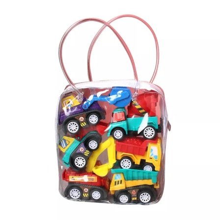 6-pack Leksaksbilar Present Drag tillbaka och körfordon för bebis 1/2/3 år gammal leksak 6-pack Byggfordon