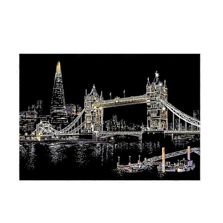 Skrapmålning för vuxna, handgjord skrapmålning, present, dekompressionsverktyg för vuxna, DIY-hantverk (London Tower Bridge)