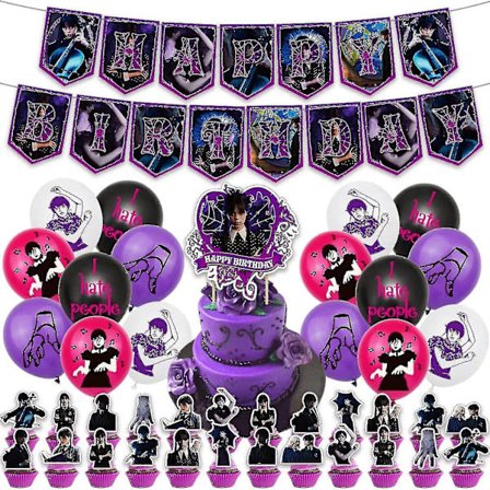 Wednesday Addams syntymäpäiväkoristeet Wednesday Addams juhlatarvikkeet kakkukoriste Wednesday Addams juhlatarvikkeet